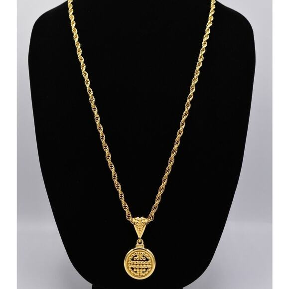 Givenchy Vintage Logo Necklace Chunky Gold 4G Pendant Heavy Signed NOS 80s BinK - Picture 1 of 12